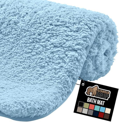GORILLA GRIP Bathroom Rugs, 36x24, Ultra Soft Absorbent Mat, Thick Plush Bath Rug, Machine Washable, Microfiber Quick Dry, Mats for Shower, Bathtub and Floor, Home Decor Accessories, Sky Blue