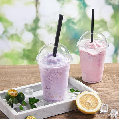 Disposable Black Plastic Boba Straws 9 Inch - 8mm Wide Diameter Individually Wrapped (1200 Count Bulk) for Bubble Tea, Smoothies, Milkshakes - BPA-Free & Durable, Elegant for Parties, Cafes, Home Use