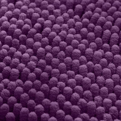 HOMEIDEAS 3 Pieces Bathroom Rugs, Ultra Soft Non Slip Absorbent Chenille Toilet Bath Mat Set (Purple)