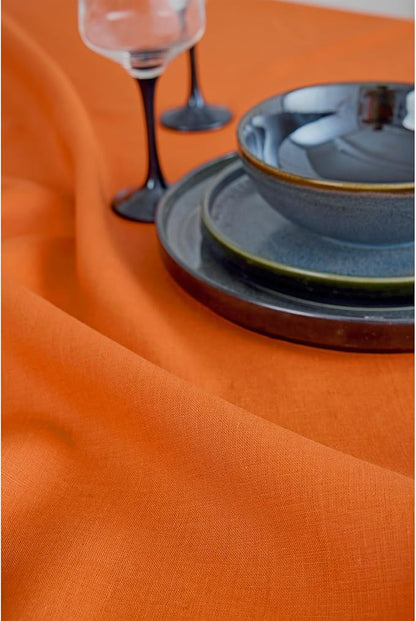 Solino Home Linen Napkins Set of 4-100% Pure Linen Persimmon Orange Dinner Napkins Cloth 20 x 20 Inch for Fall, Autumn, Christmas, New Year - Fete, Handcrafted and Machine Washable