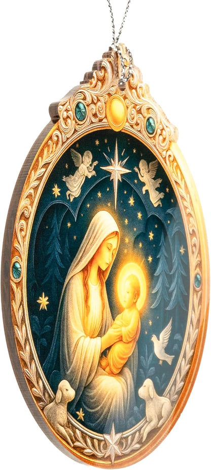 Nativity Mary and Baby Jesus Ornament – Nativity Ornament – Religious Gifts – Christian Decor – Christmas Ornament – Christmas Ornament 2025 – White Elephant Gifts - Xmas Tree Funny Decoration