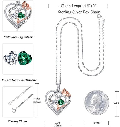 Iefil Christmas Gifts for Wife Women - 925 Sterling Silver Double Birthstone Necklace, Anniversary Birthday Gifts for Women, Jewelry Gift for Wife Girlfriend Mom Her