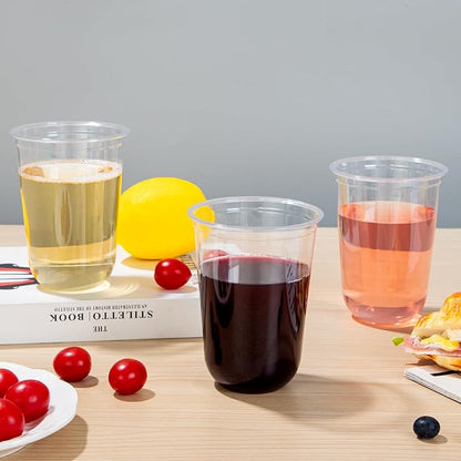 WELLIFE 16 oz Clear Plastic Cups, 50 Pcs Disposable Wine Glasses Stemless Cocktail Punch Cups for Cold Drinking Party Supplies, Halloween, Thanksgiving Day