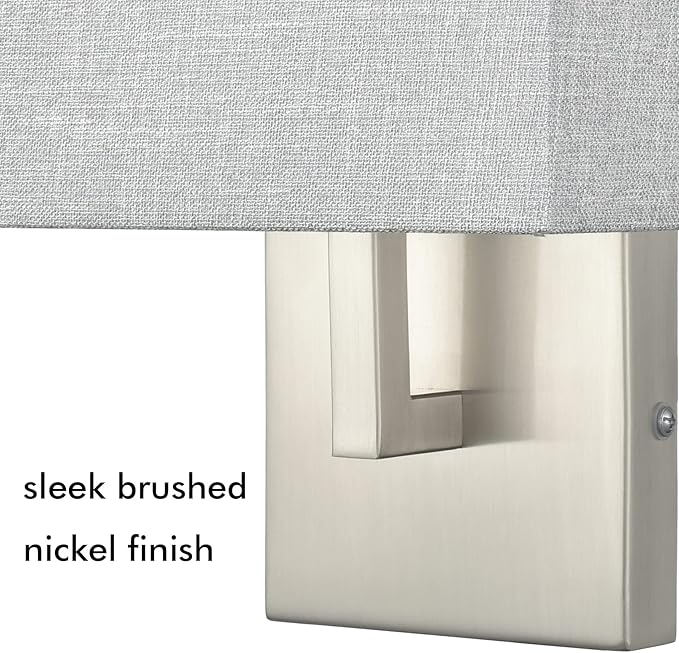 YUBOLE Wall Sconce Brushed Nickel Bedroom Wall Lights with Linen Shades for Bedroom Hallway Bathroom Set of 2