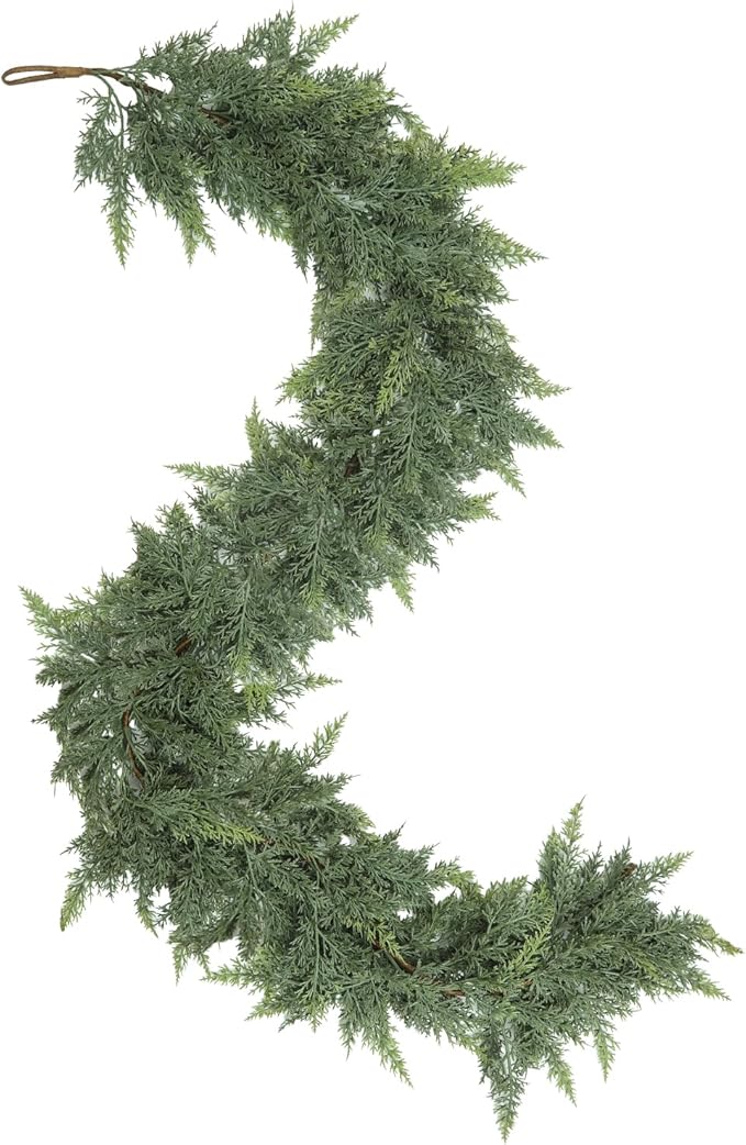 6 FT Cedar Garland Artificial Realistic,Christmas Garland,Real Touch Pine Garlands，Christmas Greenery Garlands for Fireplace，Table Mantel Porch Indoor Outdoor Winter Xmas Decoration(1,6FT)