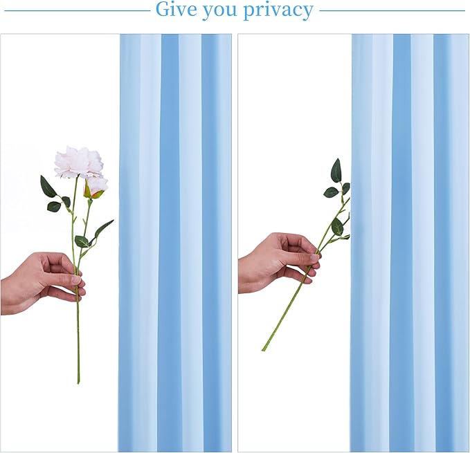 10x10 Baby Blue Backdrop Curtain for Baby Shower Parties Wrinkle Free Light Blue Curtains Backdrop Drapes Fabric Decoration for Birthday Party Photography 5ft x 10ft,2 Panels
