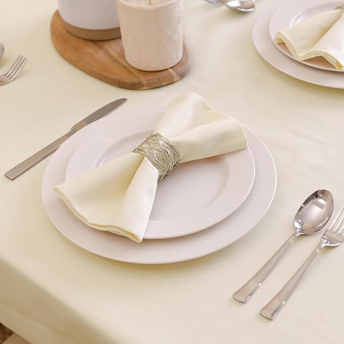 Encasa XO Natural Cloth Napkins Set of 12, 17"x17" | Solid Color Cotton Dinner Napkins | Washable & Reusable Napkins for Dining Table Fall Decoration, Holiday & Christmas Festivals
