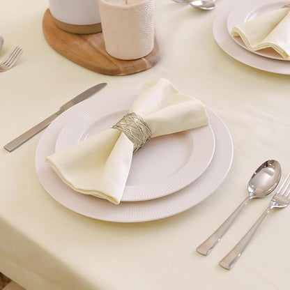 Encasa XO Natural Cloth Napkins Set of 12, 17"x17" | Solid Color Cotton Dinner Napkins | Washable & Reusable Napkins for Dining Table Fall Decoration, Holiday & Christmas Festivals