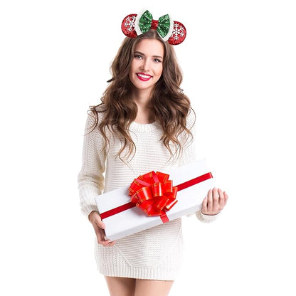 ASAHEL Mouse Ears Headbands Fashion Shiny Bows Mice Ears Birthday Parties Themed Events (Snow, Onesize)