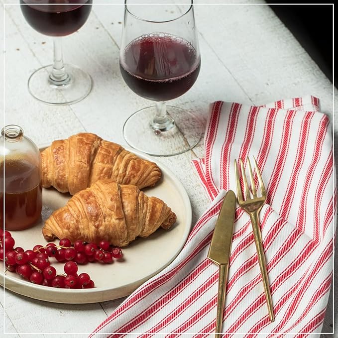 Cloth Napkins Pk of 6 |Spring Easter Basket Decor Christmas Washable Cotton Dinner Cloth Napkins|Red and White French Stripes 18x18 in Kitchen Party Hotel BBQ Restaurant Dinner Napkins