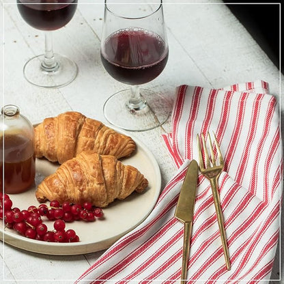 Cloth Napkins Pk of 6 |Spring Easter Basket Decor Christmas Washable Cotton Dinner Cloth Napkins|Red and White French Stripes 18x18 in Kitchen Party Hotel BBQ Restaurant Dinner Napkins