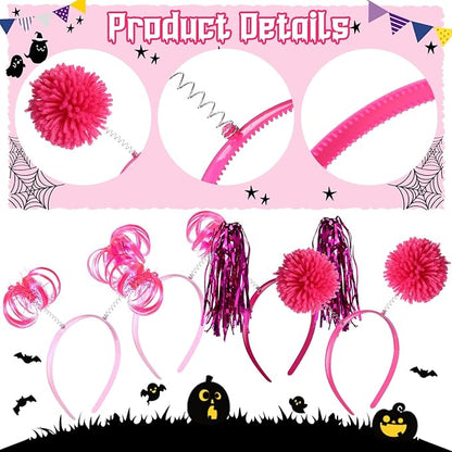 Censen 12 Pcs Christmas Pom Pom Headbands Spirit Party Headwear Tinsel Ponytails Head Bopper for Birthday Holiday
