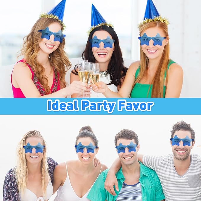 10/20/30/40 Pack Star Sunglasses Rimless Transparent Pentagram Shaped Sunglasses Bulk Party Favor Glasses for Women (20, Blue)
