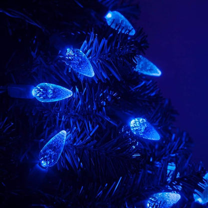 70 C6 Blue LED String Lights, 24 Ft, Indoor-Outdoor Christmas String Lights for Bedroom Dorm Room Lights Outdoor Tree Lights Blue Light Set