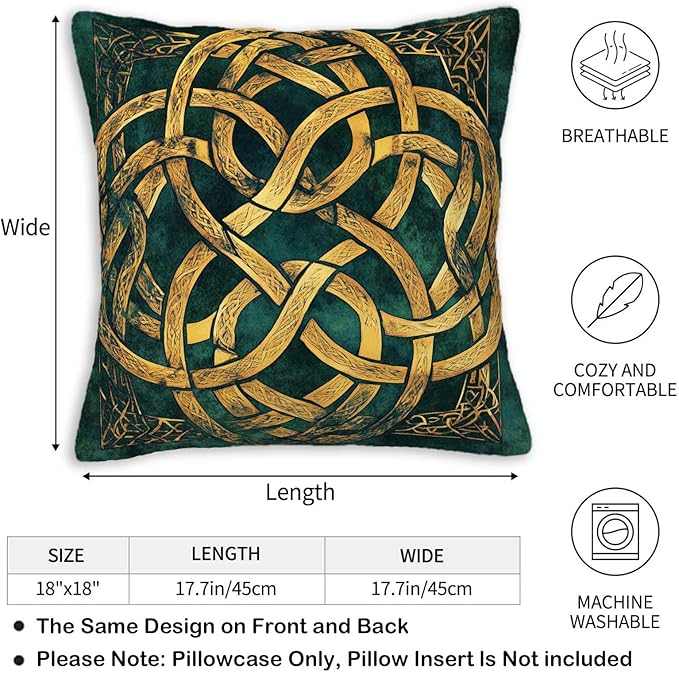 Celtic Knot Throw Pillow Cover 18x18 Set of 2, Cushion Case for Couch, Sofa, Bed Room and Living Room, Zipper Closure Pillow Cases, Abstract Decor for Home