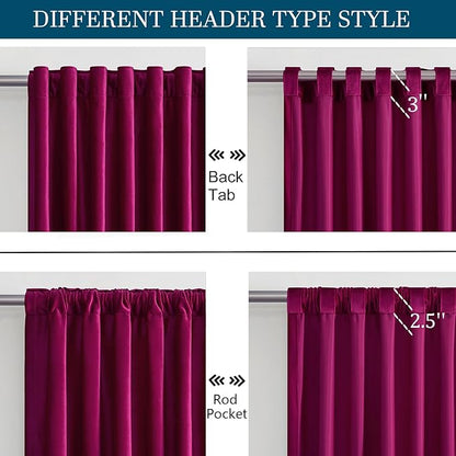 PRIMROSE Hot Pink Velvet Curtains 90 inch Long for Living Room,Set of 2 Panels Blackout Rod Pocket Back Tab Window Treatment Room Darkening Heavy Decorative Curtains Drapes for Bedroom