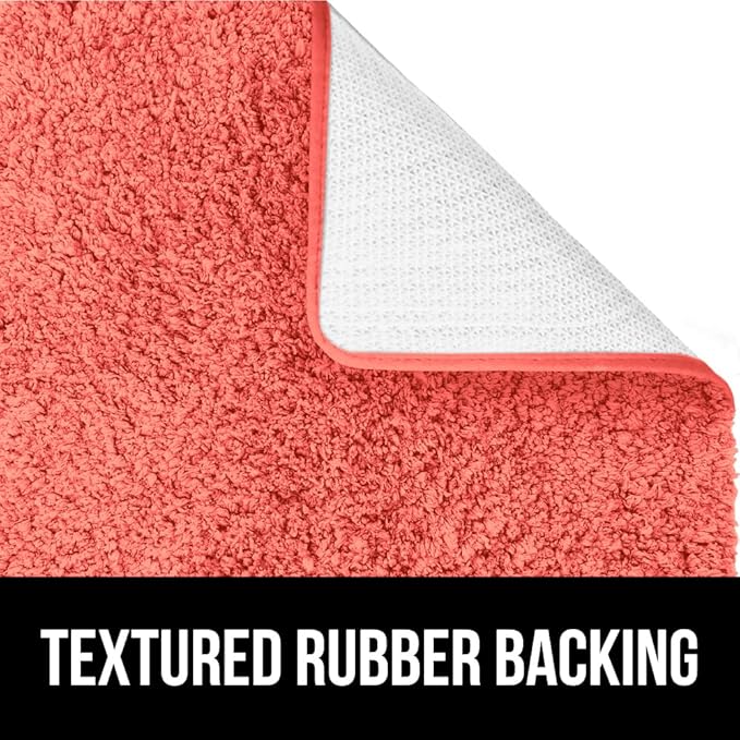 GORILLA GRIP Bathroom Rugs, Ultra Soft Absorbent Mat, Thick Plush Bath Rug, Machine Washable, Microfiber Quick Dry, Mats for Shower, Bathtub and Floor, Home Decor Accessories, 24x17, Coral