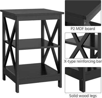 Yaheetech Modern Living Room 3 Pieces Table Sets, Lift Top Coffee Table and End Table Sets for Home and Office, Easy Assembly Accent Furniture with Hidden Compartment and Open Storage Shelf, Black