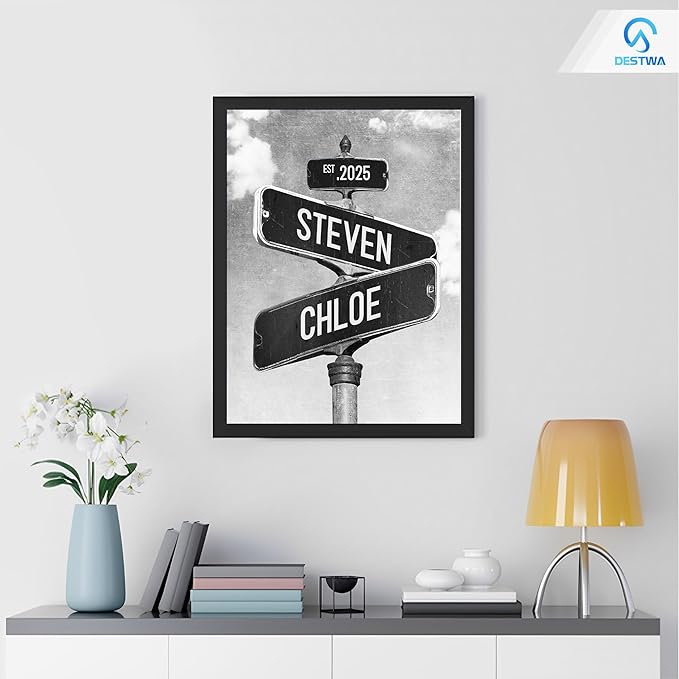 Personalized Vintage Street Sign For Couples, Custom Street Sign Canvas Poster Wall Art With Names, Gift For Valentine
