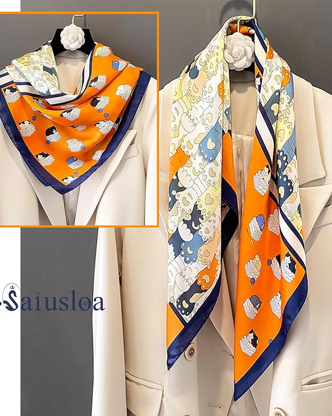 Neck Scarf For Womens Silky Head Scarves Hair Bandanas Square Scarf Fashion Accessories lightweight
