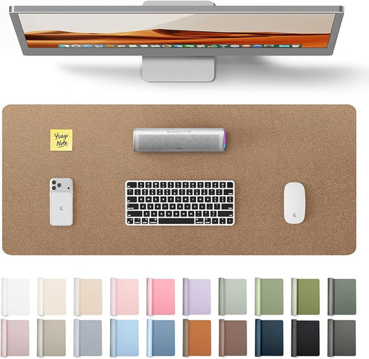 YSAGi Leather Desk Protector, Office Mat, Large Mouse Mat, Non-Slip PU Leather Blotter, Laptop Desk Pad, Waterproof Writing Pad for Office and Home (Bronze, 23.6" x 13.8")