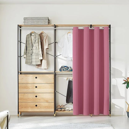 ChrisDowa Blackout Door Curtains for Doorway Privacy, Grommet Closet Curtains for Bedroom Closet Door, Thermal Insulated Temporary Doorway Cover Room Divider Drapes (1 Panel, Pink, 34 x 80 Inch)