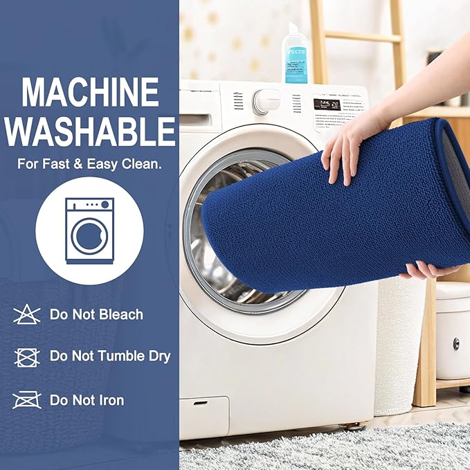 OLANLY Thick Memory Foam Bath Mat Rug 59x35, Extra Soft Absorbent Bathroom Rug, Quick Dry Bath Mats, Non-Slip, Machine Washable Carpet for Bathroom, Tub and Shower, Home Decor Accessories, Navy
