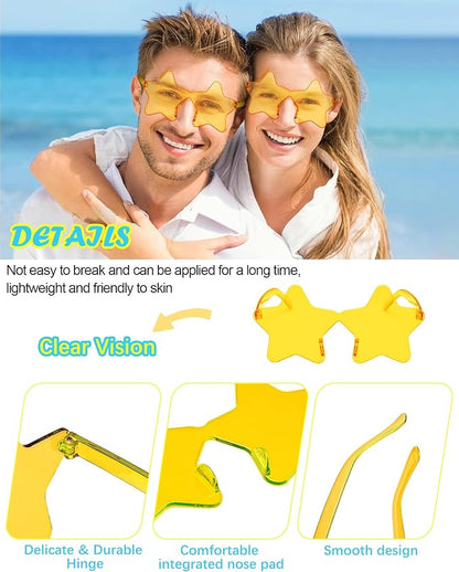 40 Pairs Rimless Star Sunglasses Bulk Wholesale Transparent Candy Color Star Glasses for Women Men Party Favors