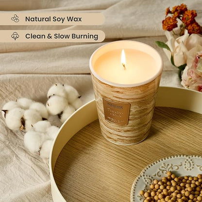 M&SENSE Tobacco Vanilla Scented Candles for Home, 3 Wick Highly Scented Jar Candle, 14.1 Oz 80H Long Lasting Burning Christmas Candle for Women, Aromatherapy Candles for Holiday Christmas Gift