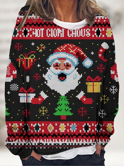 LOAIHA Christmas Shirts for Women Crewneck Snowman Snowflake Santa Graphic Shirts Christmas Tree Long Sleeve Xmas Hoodie