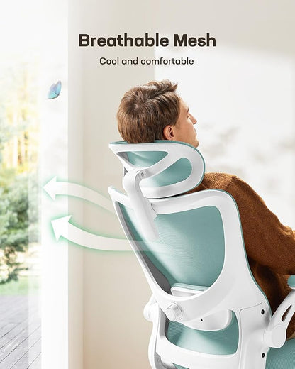 Marsail Ergonomic Office Chair: Office Desk Chair with High Back Mesh and Adjustable Lumbar Support Rolling Work Swivel Task Chairs with Wheel 3D Armrests and Headrest
