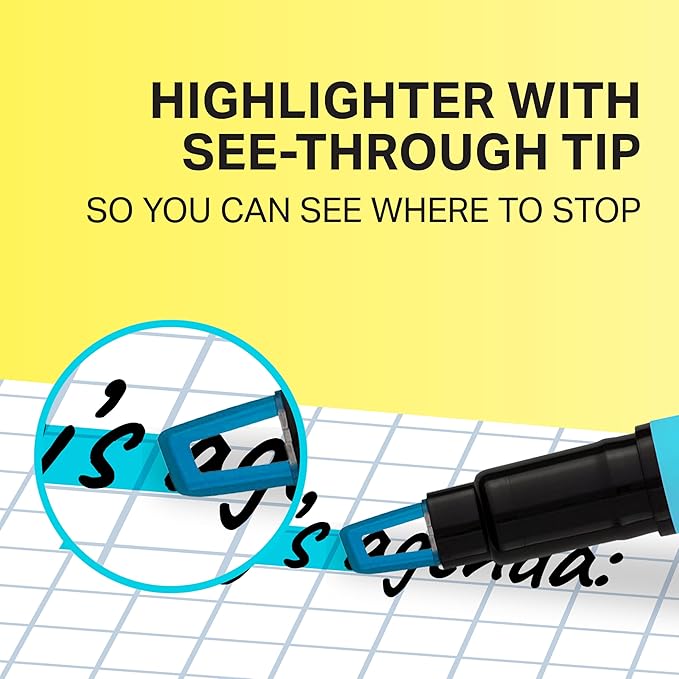 Sharpie Clear View Highlighters, With See-Through Chisel Tip, Assorted Colors, 12 Count - School, Teacher, Office Supplies