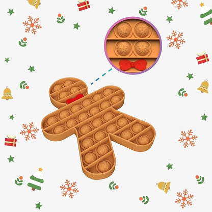 Christmas 2025 Silicone Bubble Press Toy Pack – Festive Holiday Stress-Relief Push-Bubble Sensory Toys with Santa Claus Gingerbread Man Tree, Gifts for Boys Girls Adult ADHD Party Decoration 3+