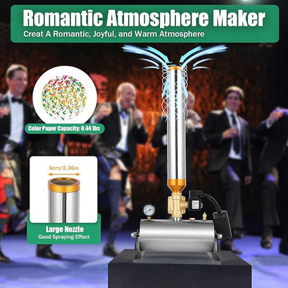 Confetti Machine, 2PCS 110V 150W Stainless Steel Professional Confetti Launcher Salute Cannon Machine Free Standing Adjustable Angle with Remote for Concerts Stage Weddings Parties