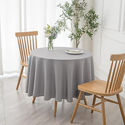 maxmill Round Textured Tablecloth Spill-Proof Wrinkle Free Soft Jacquard Table Cloth for Circular Table Cover, for Dining Room Buffet Banquet Parties Holiday Dinner, 70 Inch Light Grey