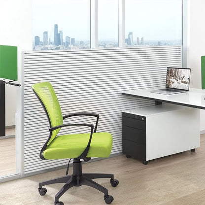 Furmax Office Chair Ergonomic Computer Desk Mesh Chair Mid Back Swivel Lumbar Support with Armrest (2, Cyan)