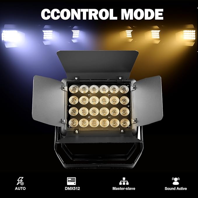 Par Light 300W LED Stage Lights IP65 Waterproof Outdoor 3500K~7500K Uplights Warm&Cold White Strobe Wash Light DMX512 Sound Activated for Outdoor Show Christmas Party Wedding