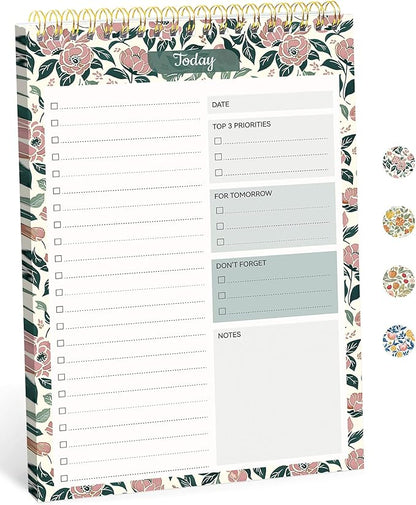 Taja To Do List Notepad - To Do List Notebook for Work with 52 Sheets, Undated Daily Planner Perfect for Daily Tasks and Goal Setting, Notepad Suitable for Office, Home & School - Rose Meadow