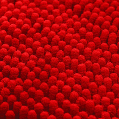 HOMEIDEAS 3 Pieces Bathroom Rugs, Ultra Soft Non Slip Absorbent Chenille Toilet Bath Mat Set (Red)