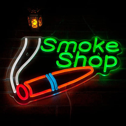Smoke Shop Neon Signs, LED Neon light, Dimmable USB Powered, for Commercial Smoke Shop Bar Man Cave Pub Recreation Room Garage