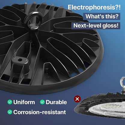 HYPERLITE High Bay Lights Commercial: 200W Hi Bay LED Shop Lights for Workshop - Waterproof UFO Light for Damp Places and Harsh Environments