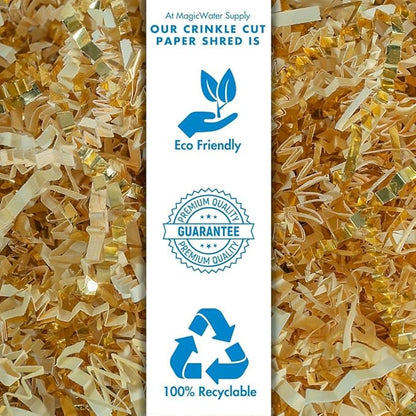 MagicWater Crinkle Cut Paper for Gift Baskets - 2LB - Vanilla & Gold - Perfect for Shredded Paper Filler, Basket Filler, Gift Boxes, Bridesmaid Gifts, Christmas Stuffers & More – For All Occasions
