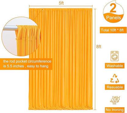 Marigold Backdrop Curtain for Parties Wrinkle Free Orange Photo Curtains Backdrop Drapes Fabric Decoration for Wedding Birthday Party Baby Shower 5ft x 8ft,2 Panels