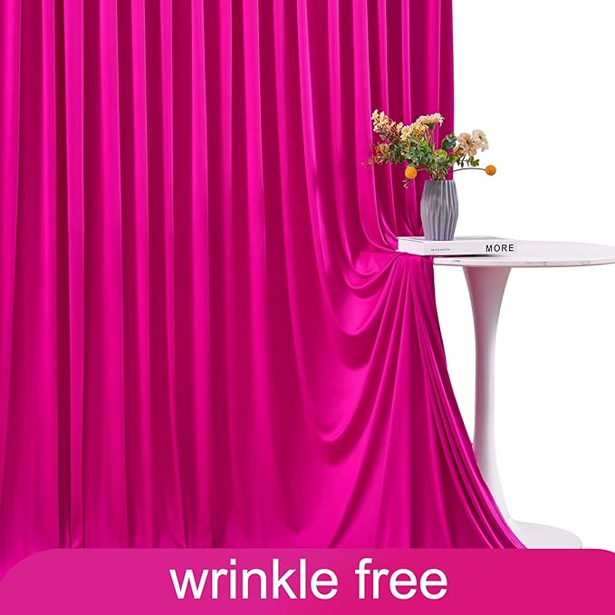 10x10 Fuchsia Backdrop Curtain for Parties Birthday Party Wrinkle Free Hot Pink Photo Curtains Backdrop Drapes Fabric Decoration for Wedding 5ft x 10ft,2 Panels