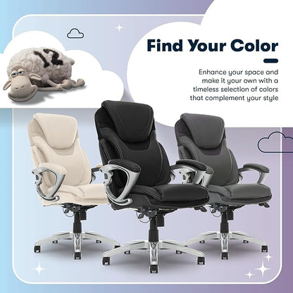 Serta Bryce Executive Office Chair - Ergonomic Computer DeskChair with Lumbar Technology - Adjustable Height - Memory Foam Body Pillows - 360° Swivel Rolling Base - Bonded Leather - Black
