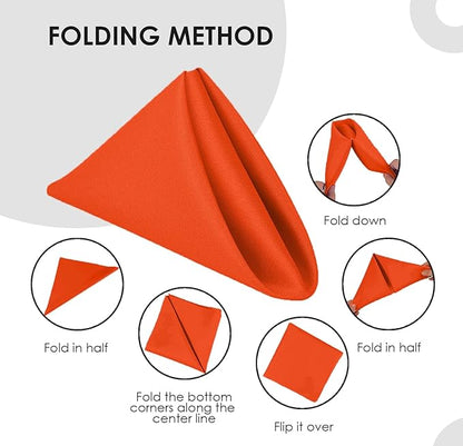 Orange Cloth Napkins Bulk (Pack of 24) - 100% Polyester Dinner Linen Napkins Cloth Washable & Reusable - Durable with Hemmed Edges - Ideal for Parties and Weddings (17x17 Inches)