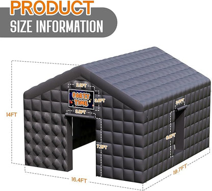 SPECRAFT 20x16x14 FT Large Inflatable Nightclub, Inflatable Tent for Parties with 2 Sides Escape Doors, Party Tent for Birthday Party/Outdoor Events, Black