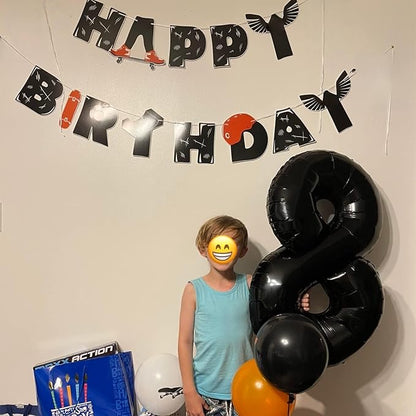 Black Number Balloons, 40inch Large Number 4 Foil Mylar Helium Balloons, Self Inflating Number Balloons 0-9 for Men Boys 4th 40th Birthday Anniversary Party Graduation Celebration Decoration Supplies