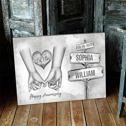 GABITA Personalized Crossroads Street Sign Couple Wall Art, Wedding Anniversary Couple Canvas, Gift for Husband and Wife, Parents, Gift for Christmas, Valentine