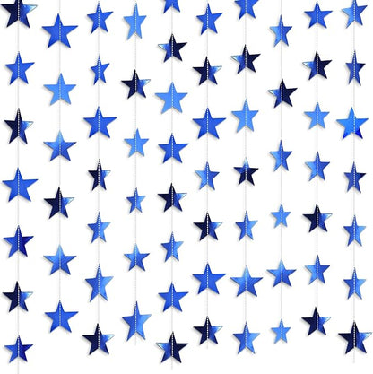 Patelai Glitter Star Garland Banner Christmas Decor 130 Feet Star Hanging Bunting Banner Twinkle Backdrop for Homecoming Classroom Wedding Birthday Halloween Party Supplies(Royal Blue)